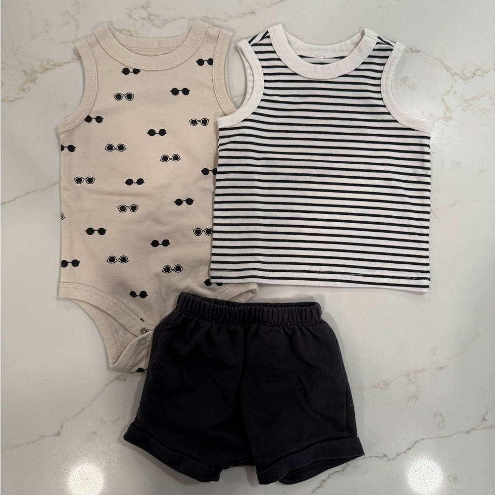 Cat & Jack Striped Tank and Sunglasses Onesie Set